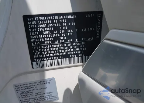 2014 Volkswagen Tiguan R-Line из США, поврежденный, VIN WVGBV3AX0EW005111